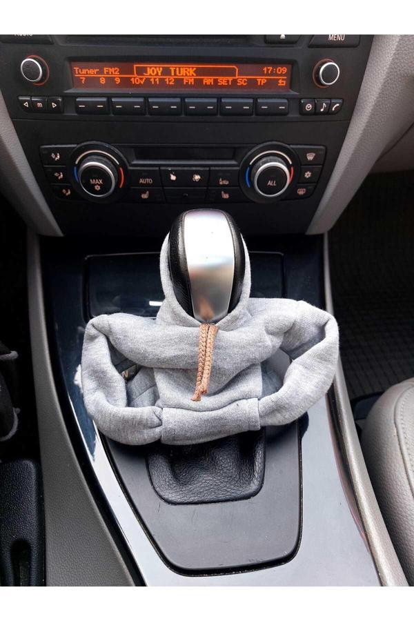 Be Hediyelik Vites Kılıfı Uyumlu Kapşonlu Sweatshirt Geçirmeli Vites Topuzu Kılıfı Gri Renk - Image 1