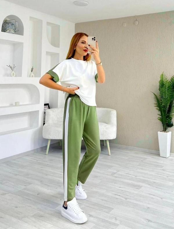 MDB Kadın odal Dokulu Kumaş Yanı şeritli Takım - Image 1