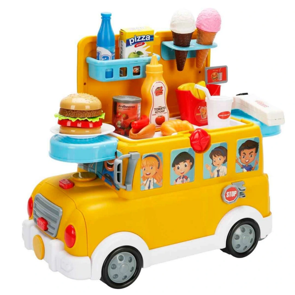 Little Chef 2in1 Sesli ve Işıklı Okul Otobüsü Dükkanı Oyun Seti 34 Parça - Image 1