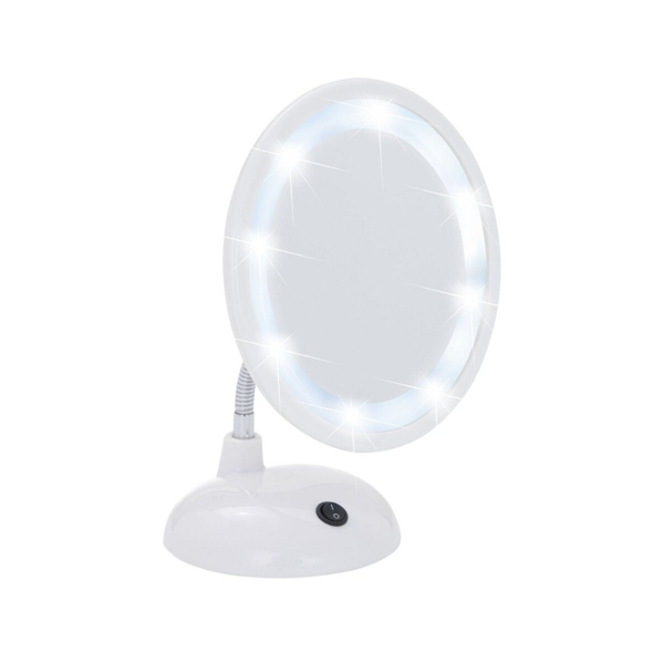 Wenko Ayaklı Masa Üstü Led Makyaj Aynası 3X Zoom Beyaz - Image 1