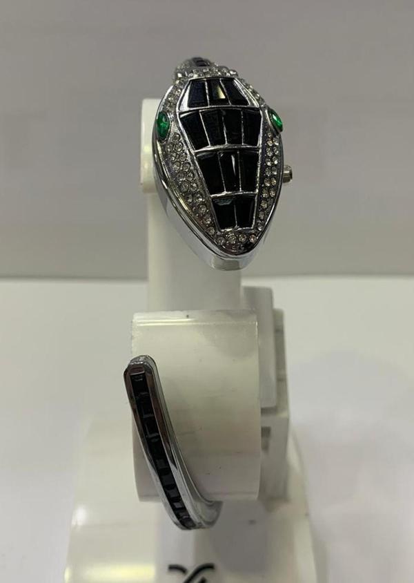 Metal Renk Yılan Saat,Kapaklı, Dolamalı Saat, Kol Saati-C23 - Image 1