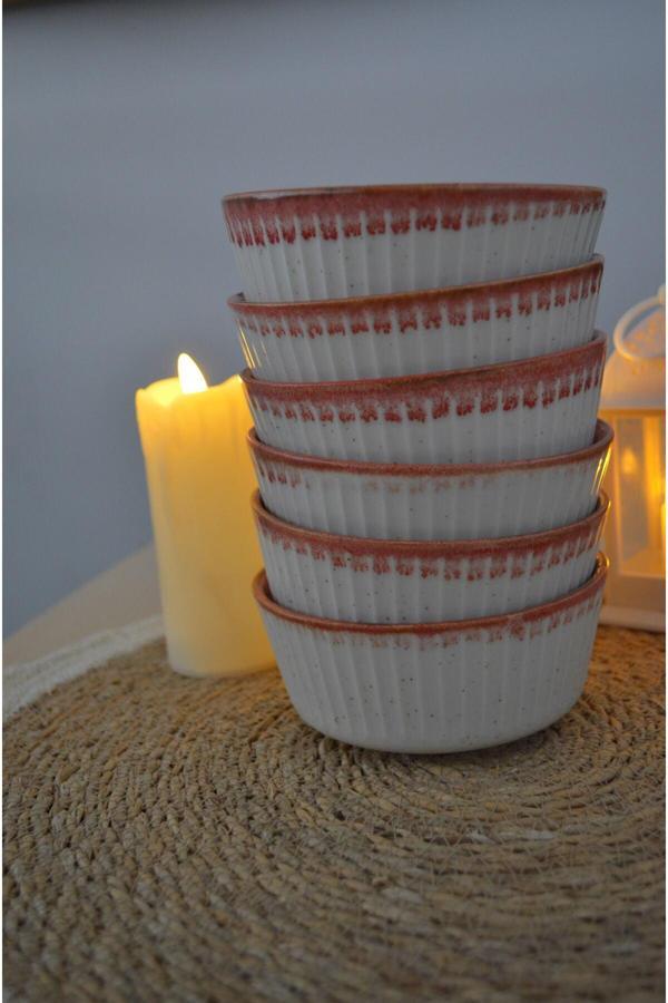 Bta Mutfak Çift Renkli 6 Lı Porselen Kase Seti Kırmızı - Image 1