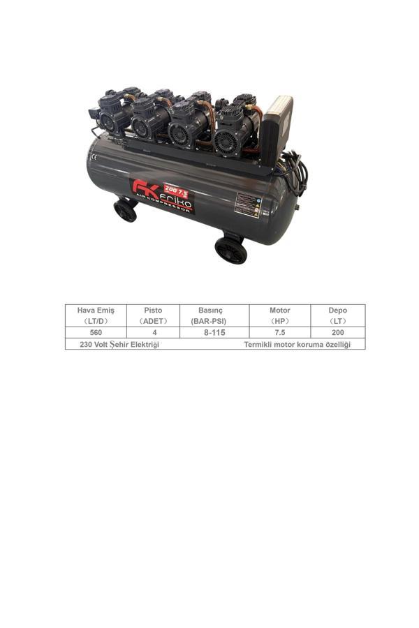 FK Friko 200Lt 7.5Hp Yüksek Verimli Yağsız Hava Kompresörü - Image 1