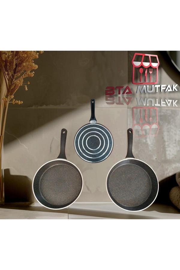 Bta Mutfak Penguen 3 Lü Granit Tava Set 24-26-28 Cm - Image 1