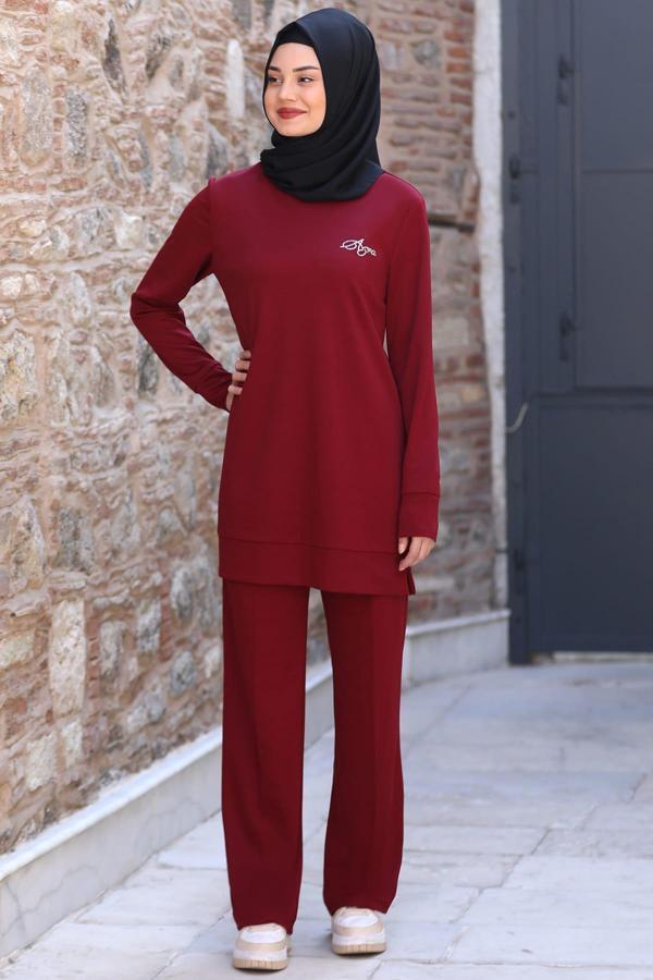 Cemre Tesettür Takım Bordo - Image 1
