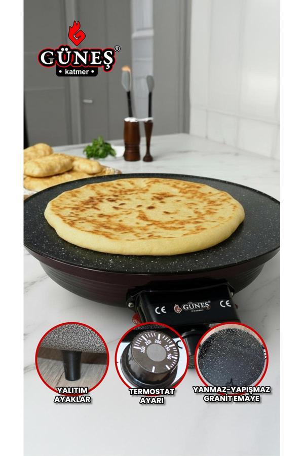 Yıldız J-181 Yk-25 2000W Elektrikli Lüks Termostatlı 50 Cm Ekmek,Gözleme,Börek Ve Katmer Sacı - Image 1