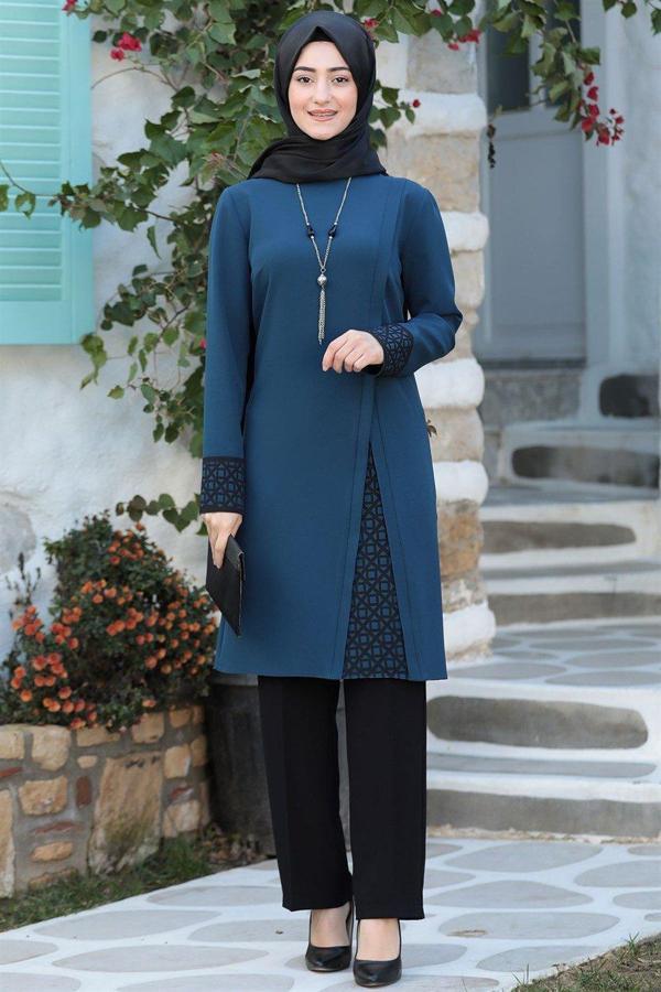 Asya Tesettür Takım Petrol - Image 1
