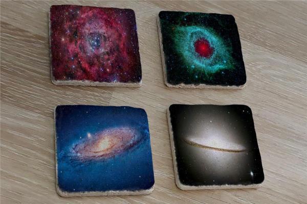 Galaksi Manzaraları Doğal Taş Bardak Altlığı 4'lü set - Natural Stone Coasters - Image 1
