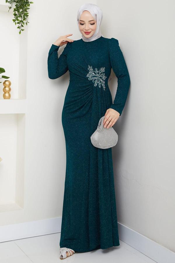 Gözde Tesettür Abiye Zümrüt - Image 1
