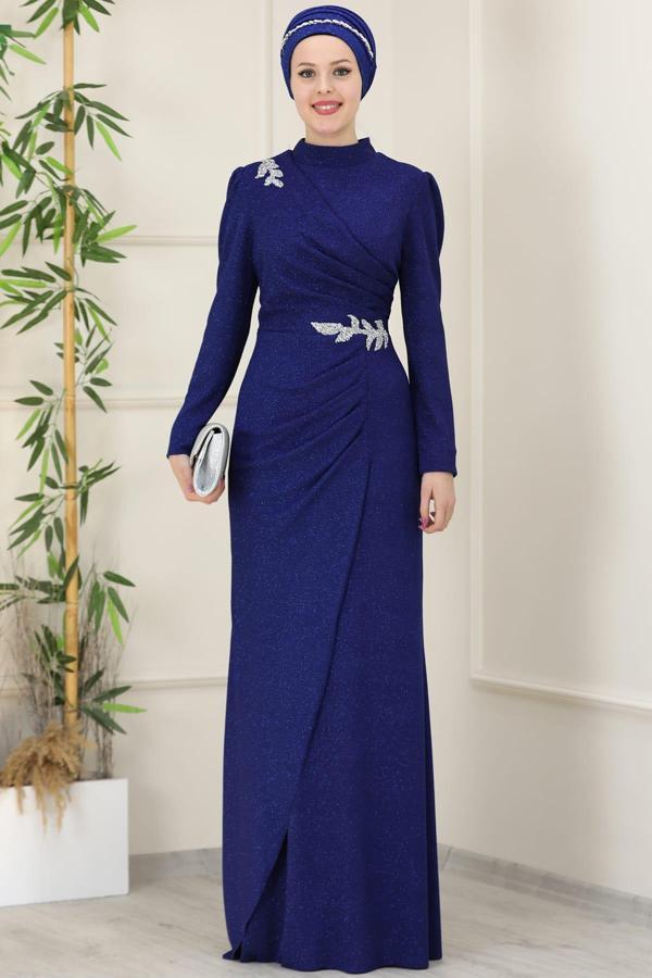 Masal Tesettür Abiye Saks - Image 1