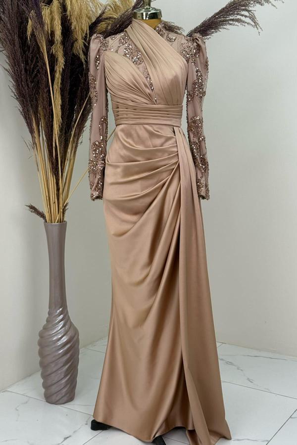 Asude Tesettür Abiye Gold - Image 1