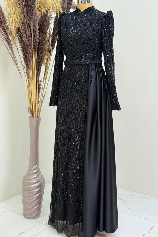 Eslina Tesettür Abiye Siyah - Image 1