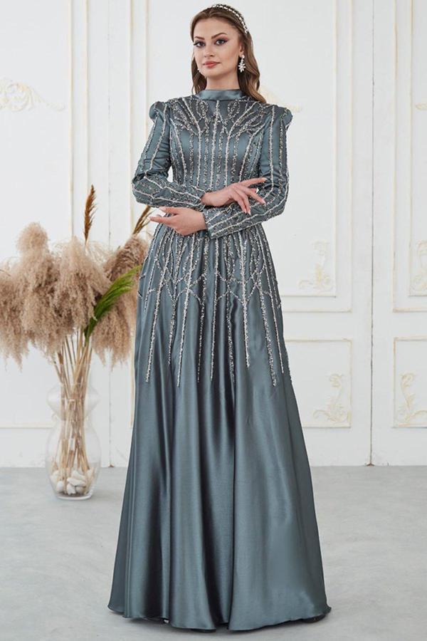 Emma Tesettür Abiye Mavi - Image 1