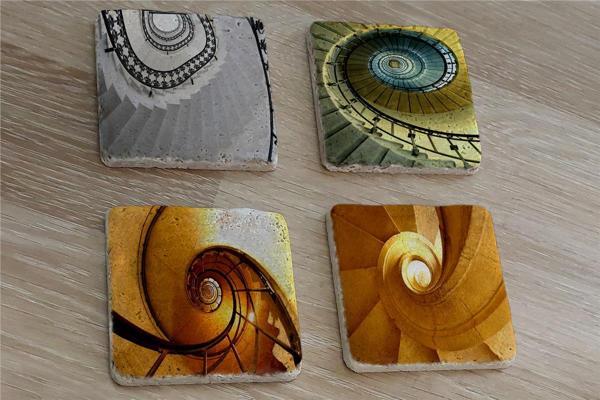 Sarmal Merdivenler Doğal Taş Bardak Altlığı 4'lü set - Natural Stone Coasters - Image 1