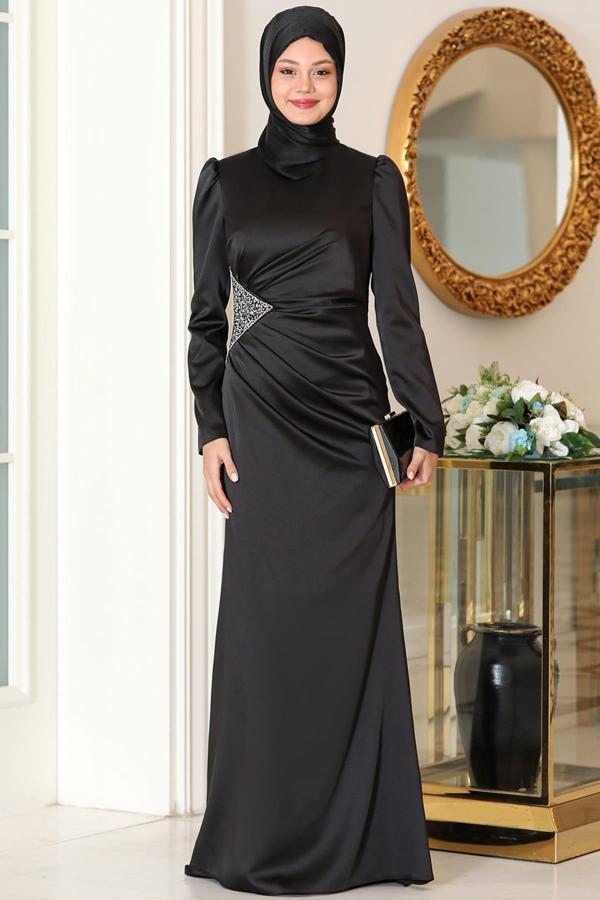 Efsun Tesettür Abiye Siyah - Image 1
