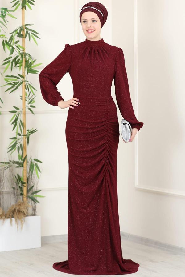 Rüya Tesettür Abiye Bordo - Image 1