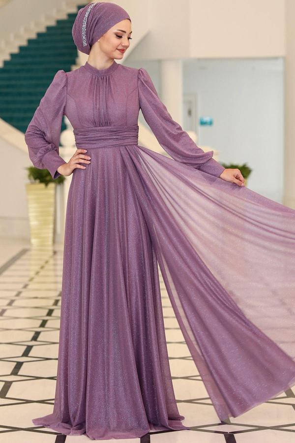 Kübra Tesettür Abiye Lavanta - Image 1