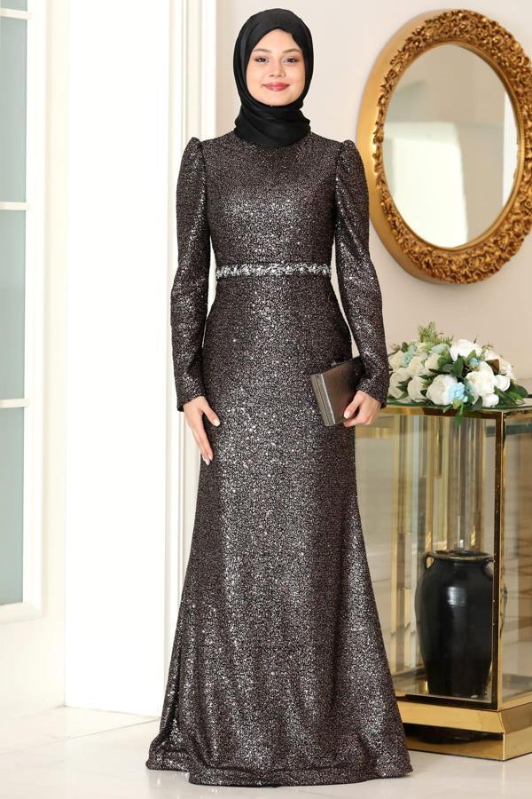 Nihal Tesettür Abiye Siyah - Image 1