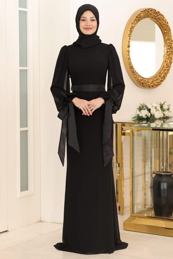 Firuze Tesettür Abiye Siyah - Image 1
