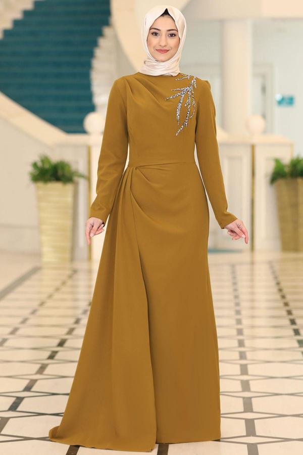 Adel Tesettür Abiye Yağ Yeşili - Image 1