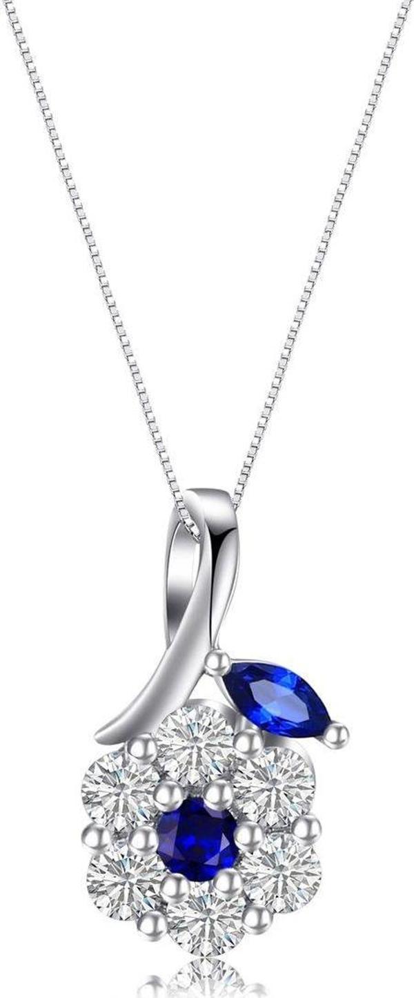 Safir Zirkon Taşlı Minimal Model Stylish Night Kadın Gümüş Kolye - Image 1