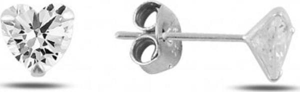 Brezza Lusso 925 Ayar 6mm Kalp Form Zirkon Taşlı Tektaş Küpe - Image 1