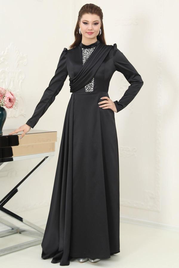 Zen Tesettür Abiye Siyah - Image 1