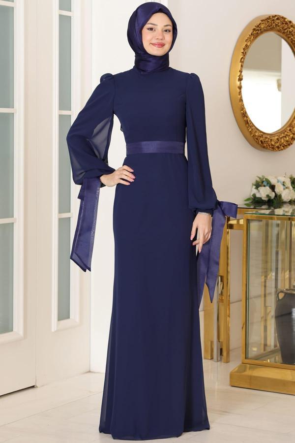 Firuze Tesettür Abiye Lacivert - Image 1