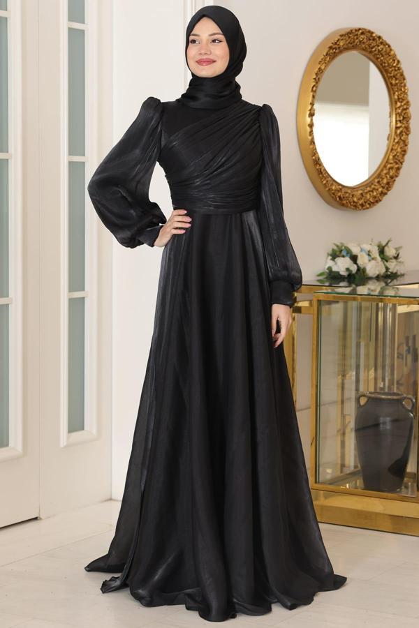 Bahar Tesettür Abiye Siyah - Image 1