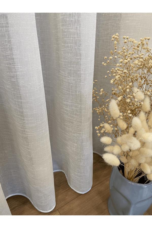 Brillant Modern Şantuklu 1/2,5 Pile - Ekru Tül Perde - Image 1