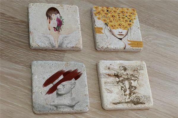 Tasarım Büst Heykel ve Kadın Figürler Doğal Taş Bardak Altlığı 4'lü set - Natural Stone Coasters - Image 1