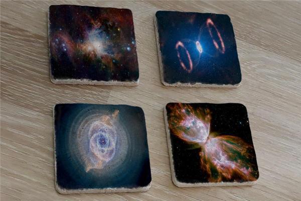 Uzay Manzaraları Doğal Taş Bardak Altlığı 4'lü set - Natural Stone Coasters - Image 1