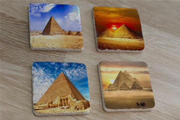 Mısır Piramitleri Doğal Taş Bardak Altlığı 4'lü set - Natural Stone Coasters - Image 1