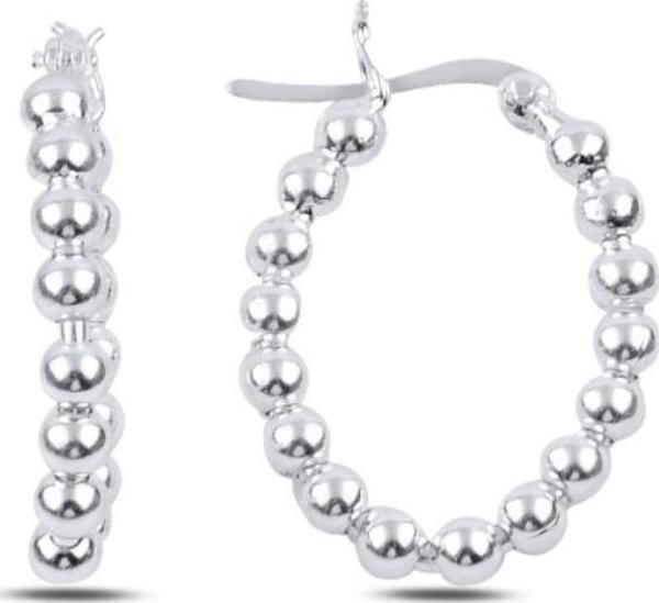 Brezza Lusso Oval Toplu Halka Parlak Bayan Gümüş Küpe 20 MM - Image 1