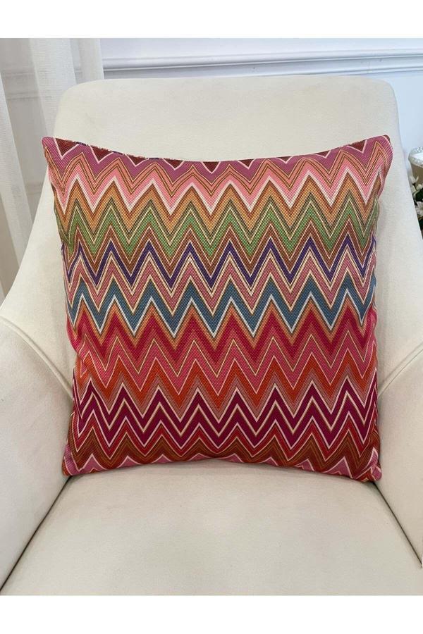 Brillant Zigzag Desen Renkli Kırlent Kılıfı 45X45 - Image 1