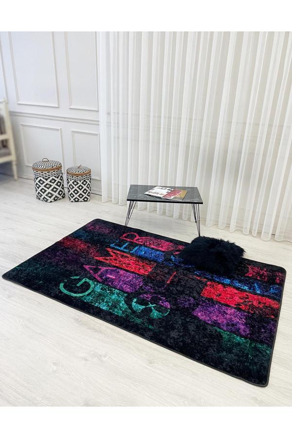 Brillant Gamer Oyuncu Siyah Genç Odası Lateks Deri Taban Halı - Image 1