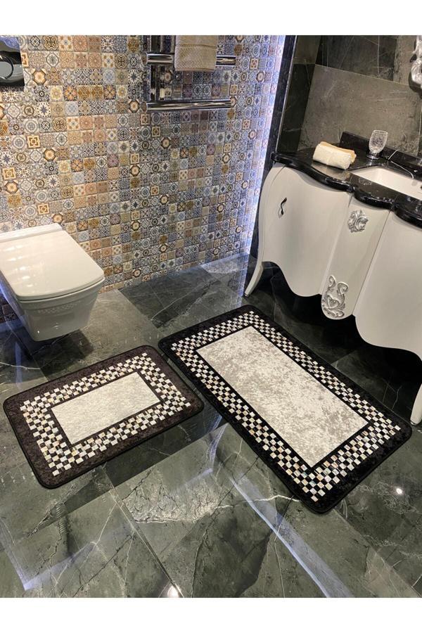 Brillant Lateks Taban Saçaksız (70X110 - 70X50) Ikili Banyo Paspas Takımı - Image 1