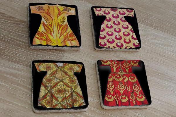 Padişah Kaftanları Doğal Taş Bardak Altlığı 4'lü set - Natural Stone Coasters - Image 1