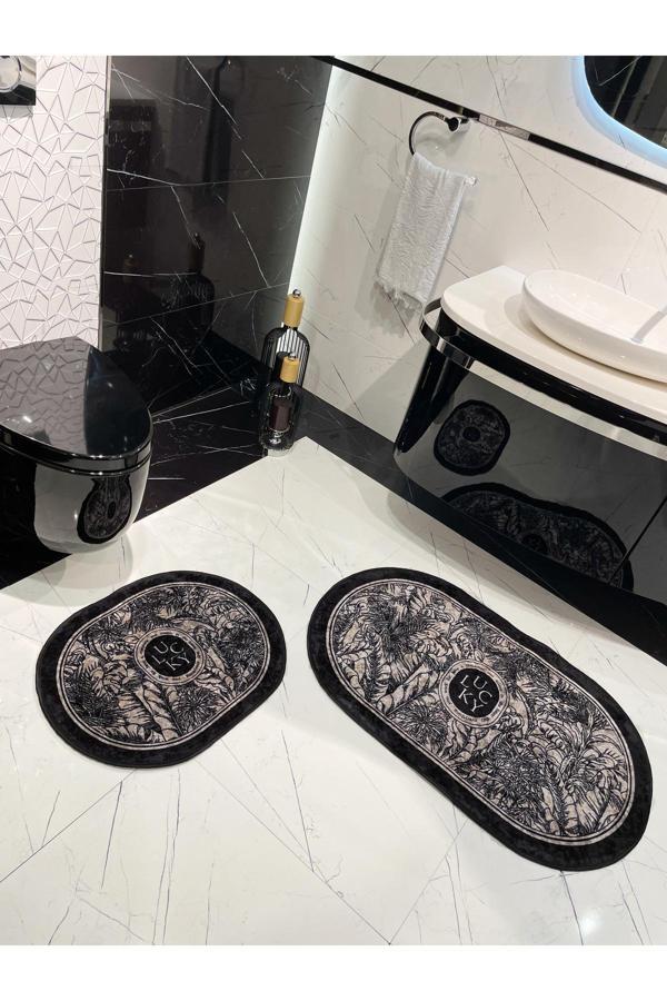 Brillant 2 Li Çiçek Desenli 60X100 - 60X50 Lucky Lateks Taban Banyo Paspas - Image 1