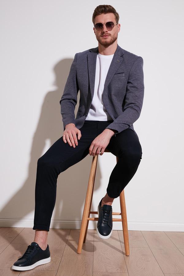 Buratti Slim Fit 6 Drop Çift Yırtmaçlı Blazer Erkek Ceket SAVUE KOYU LACİVERT - Image 1