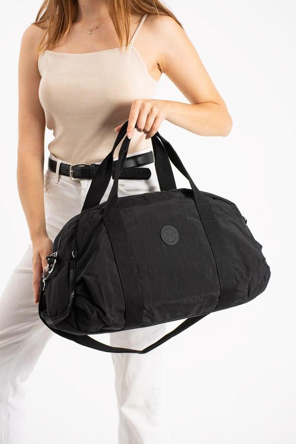 Sanmorris Büyük Boy Klinkır Kumaş Ayakkabı Koyma Cebi Bulunan Çapraz Askılı Spor Ve Seyahat Çantası - Image 1