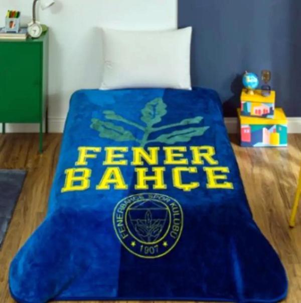 Taç Taraftar Lisanslı Tek Kişilik Battaniye (160x220)-FENERBAHÇE PALAMUT LOGO - Image 1