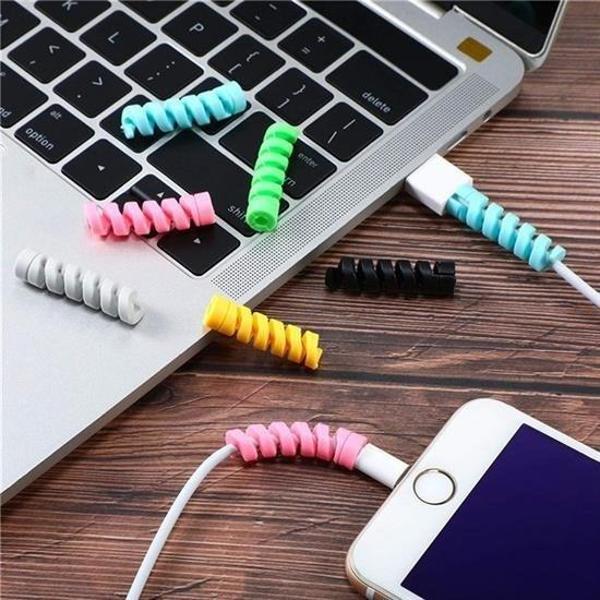 BUFFER® 4lü Apple, Android Şaj Kablosu Koruyucu Silikon Spiral Yay Aparat - Image 1