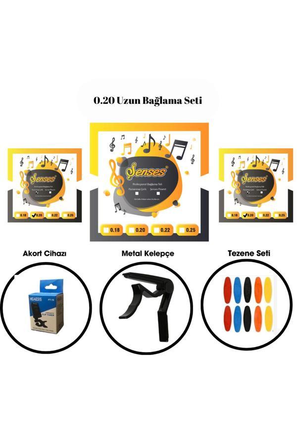 Şenses Müzik Market 020 Uzun Bağlama 3 Takım Tel Ve Aksesuarları Hepsi Bir Arada - Image 1