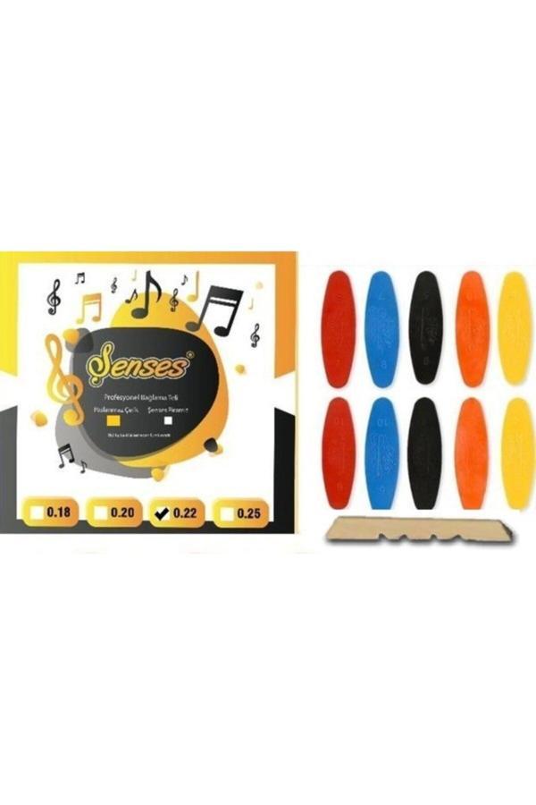 Şenses Müzik Market 0.22 1 Takım Tam Profesyonel Divan Bağlama Teli + 10 Adet Numaralı Tezene + Alt Eşik - Image 1