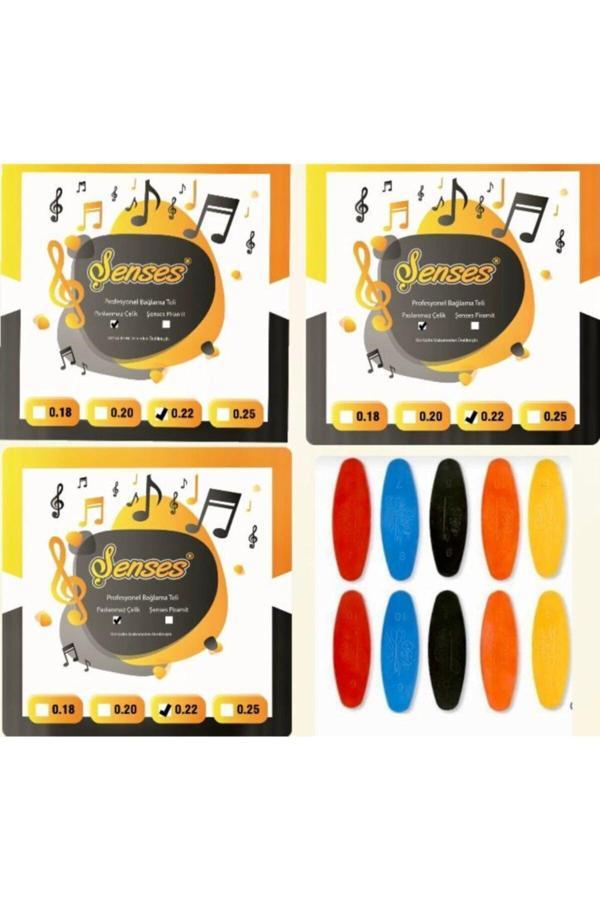 Şenses Müzik Market 0.22 Tam Profesyonel Bam Bamlı Çelik Divan Takım Teli 3 Set + 10 Adet Tezene Hediyeli - Image 1