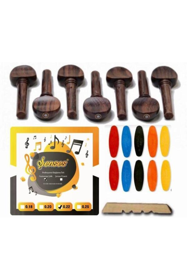 Şenses Müzik Market Nokta Sedefli Pelesenk Bağlama Burgu + 0.22 Şensexdivan Saz Teli - Image 1