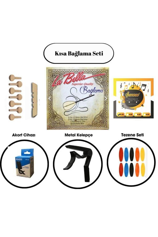 Şenses Müzik Market La Bella Profesyonel Kısa Bağlama Seti Hepsi Bir Arada - Image 1