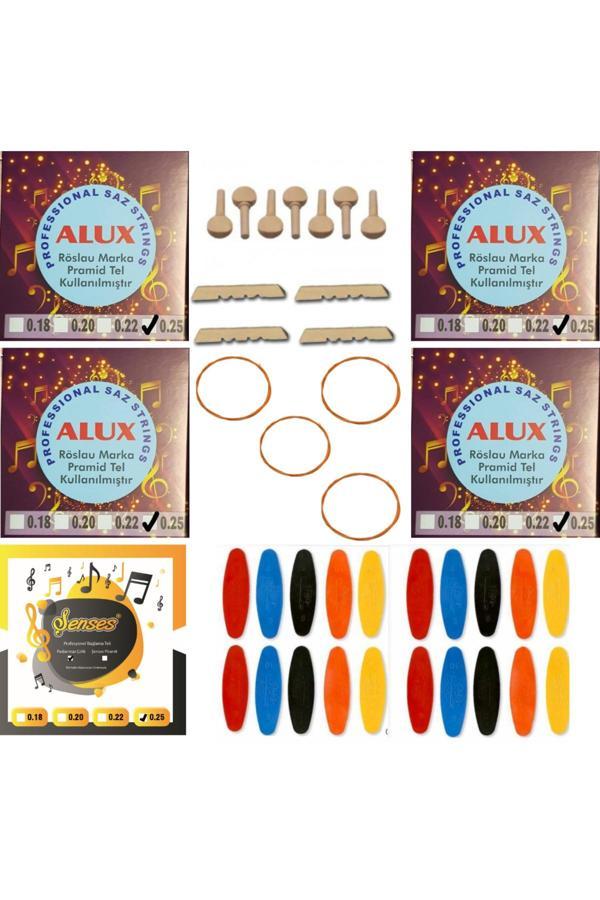 Şenses Müzik Market Alux 025 Divan Bağlama Takım Teli 5 Takım + 5 Bambam + 7 Ağaç Burgu + 20 Adet Tezene + 3 Eşik - Image 1