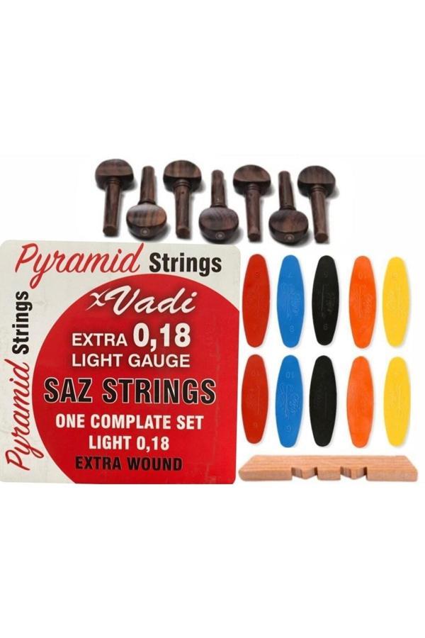 Şenses Müzik Market Vadi 0.18 Pyramid Kısa Sap Bağlama Teli Pelesenk Burgu Tezene Eşik 4'Lü Set - Image 1